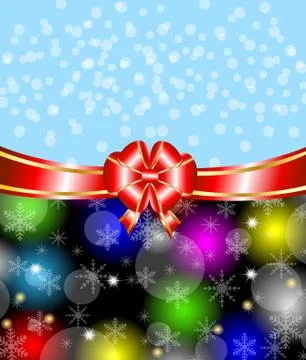 Bright christmas background with a red bow Stock Illustration
