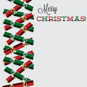 Bright Christmas cracker card in vector format. Stock Illustration