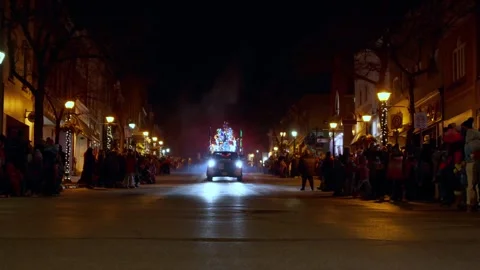 A Bright Christmas Parade Display Approaching Stock Footage 331615240