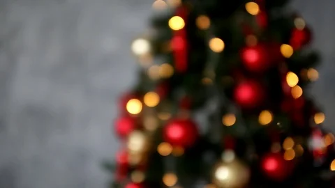 Bright christmas tree flickers with lights, blur Stock Footage 100386622