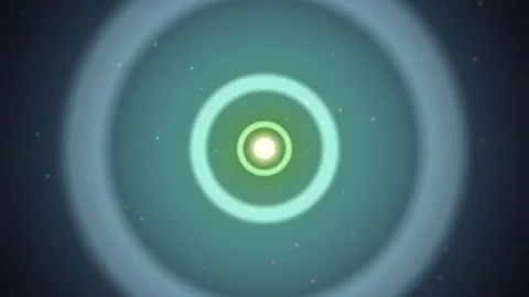 Bright circle in the center with glowing rings expanding outward Stock Footage 337234022