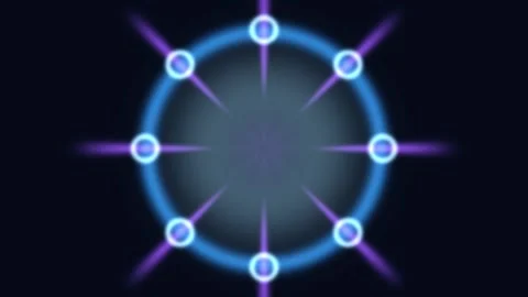 Bright circle with glowing dots and lines on dark Stock Footage 340314831