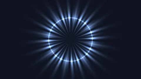 Bright circle of light with rays on dark background Stock Footage 338226053