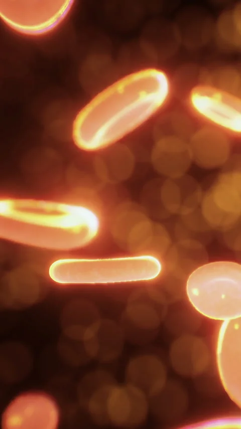 Bright circles move in a dark space with glowing points of light Stock Footage 336026514