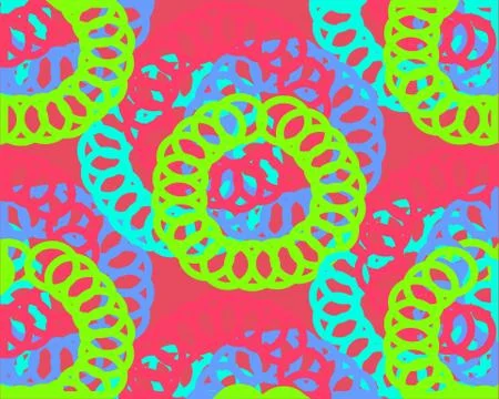 Bright circles on pink background fluorescent pattern Stock Illustration