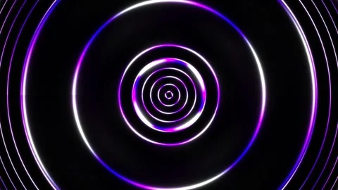 Bright circles pulse in purple and white on a dark backdrop Stock Footage 340845044