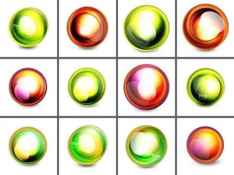 Bright circular designs. Various colors blend, creating dynamic visual effect Stock Illustration