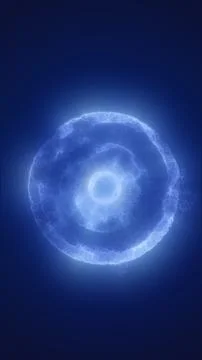 Bright circular explosion-like pattern with glowing blue rings radiating agai Stock Illustration