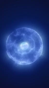 Bright circular explosion-like pattern with glowing blue rings radiating ag.. Stockillustratie