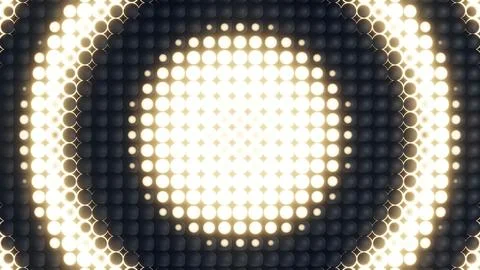 A bright circular LED light against a dark background creates a striking visual Иллюстрация