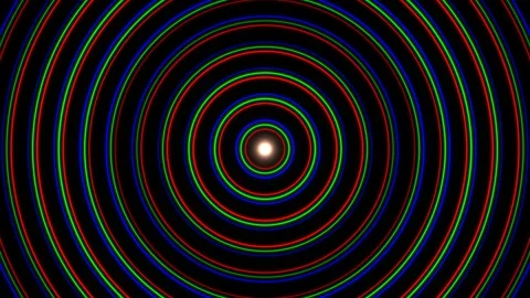 Bright circular patterns with color gradients in dark Stock Footage 337966740