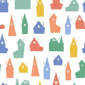 Bright city, houses vector pattern for textile, wrapping paper, wallpaper Illustrazione stock