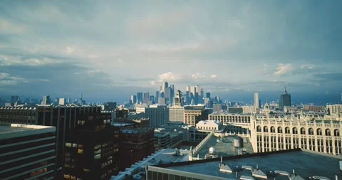 Bright cityscape view, Developers envision renovation amid lively city edges Stock Footage 333559492