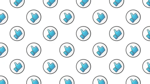 A bright, clean animation showing a grid of circular thumbs-up buttons Stock Footage 326319689