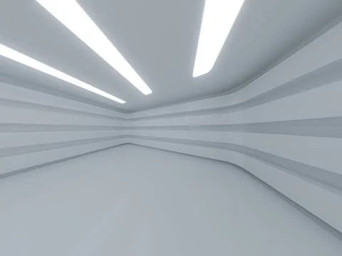 Bright clean interior. Empty open plan interior. 3D Ilustración de archivo