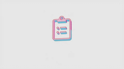 Bright clipboard list icon is jumping merrily. Retro style. Alpha channel black. Stock Footage 252807791