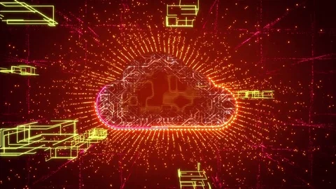 Bright cloud computing symbol in digital space animation Stock Footage 81693565