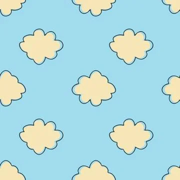 Bright cloud sky seamless pattern. Simple cloudy texture background. Stock Illustration