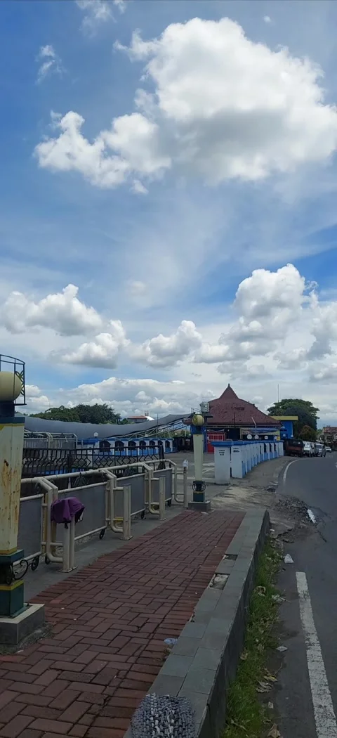 Bright Cloudy Sky over the Bridge, Vertical Stock Footage 305844313