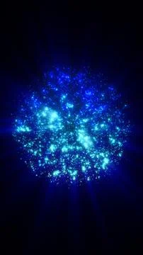 Bright cluster of shimmering blue particles forming a glowing energy burst .. 스톡 일러스트