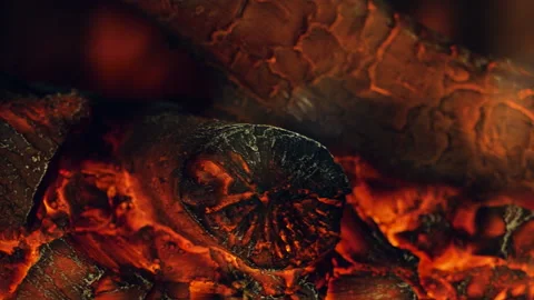 Bright coals of artificial stone. Closeup Video stock 105433231