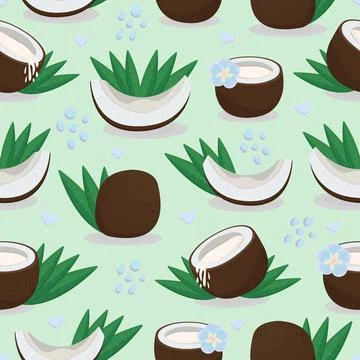 Bright coconut seamless pattern Stock Illustration