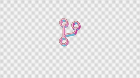 Bright code branch icon is jumping merrily. Retro style. Alpha channel black. Stock Footage 252806840