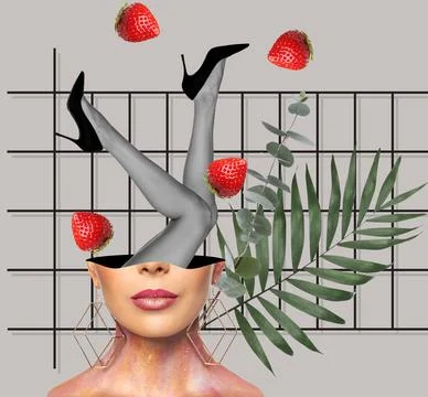 Bright collage. Different elements combined into creative artwork Stockfoto's