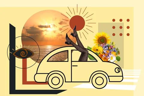 Bright collage. Different elements combined into creative artwork Stock Photos