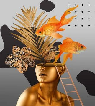 Bright collage. Different elements combined into creative artwork 스톡 사진