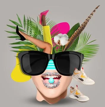 Bright collage. Different elements combined into creative artwork 스톡 사진