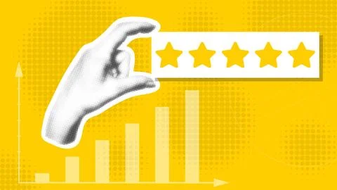 Bright collage style banner on the topic of business growth Stock Illustration