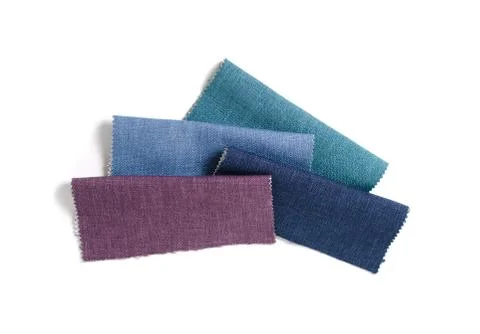Bright collection of gunny textile samples. Fabric texture background. Stock Photos