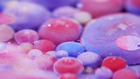 Bright collors bubbles moves in slow motion in oil with acrylic Stock Footage 121752250