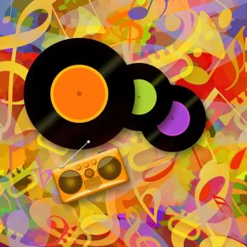 Bright coloful happy music Stock Illustration