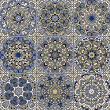 Bright color abstract geometric pattern, vector seamless Stock Illustration