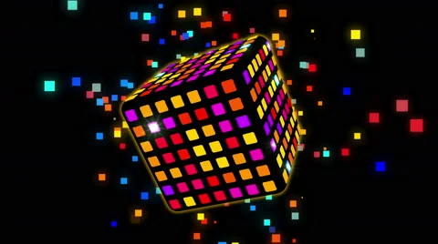 Bright Color Disco Cube Stock Footage 60031341