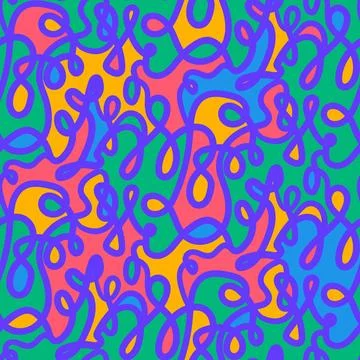 Bright Color Grunge Seamless Pattern With Chaos Lines Stock Illustration