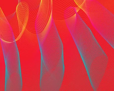 Bright color pattern yellow blue grid lines on a red background. Illustrazione stock