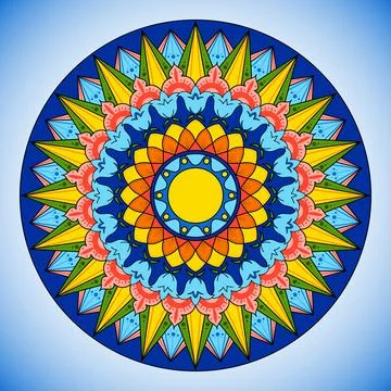 Bright color wheel pattern vector. Costa Rica traditional circle Stock Illustration