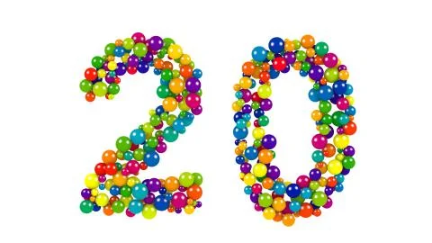 Bright colored balls in the shape of number twenty Stock Illustration