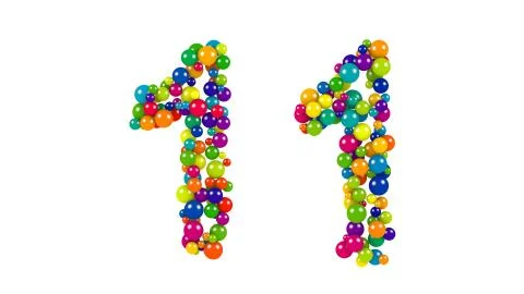Bright colored balls in the shape of number eleven Stock Illustration