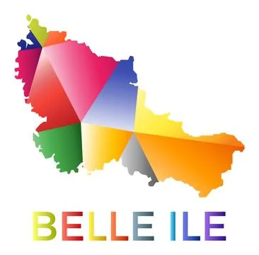 Bright colored Belle Ile shape. Multicolor geometric style island logo. Mod.. Stockillustratie