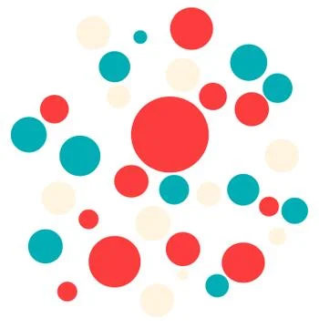 Bright colored big small dynamic balls on white background Stock Illustration