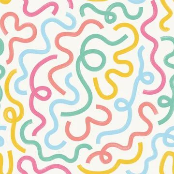 Bright colored bold line vector seamless pattern. Textured brush drawn bold Stock Illustration