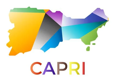 Bright colored Capri shape. Multicolor geometric style island logo. Modern .. Stock Photos
