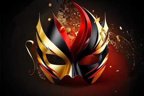 Bright colored carnival mask on the background with decorative elements in the Stock Illustration