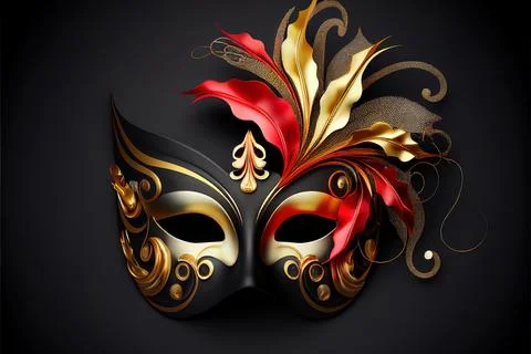 Bright colored carnival mask on the background with decorative elements in the Stock Illustration