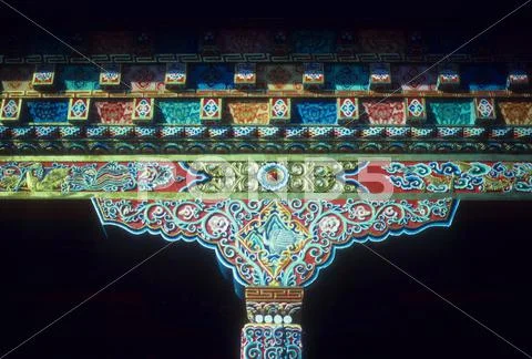Bright colored column decorations Stock Photos
