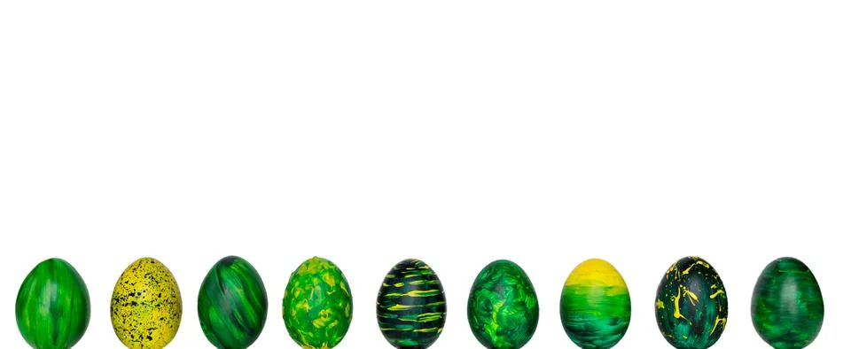 Bright Colored Eggs on a White Background Stock Photos